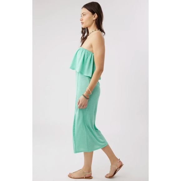 ONEILL Sz Medium Off The Shoulder Ruffle Dress Mint Green Beach‎ Cover Up - Picture 4 of 10
